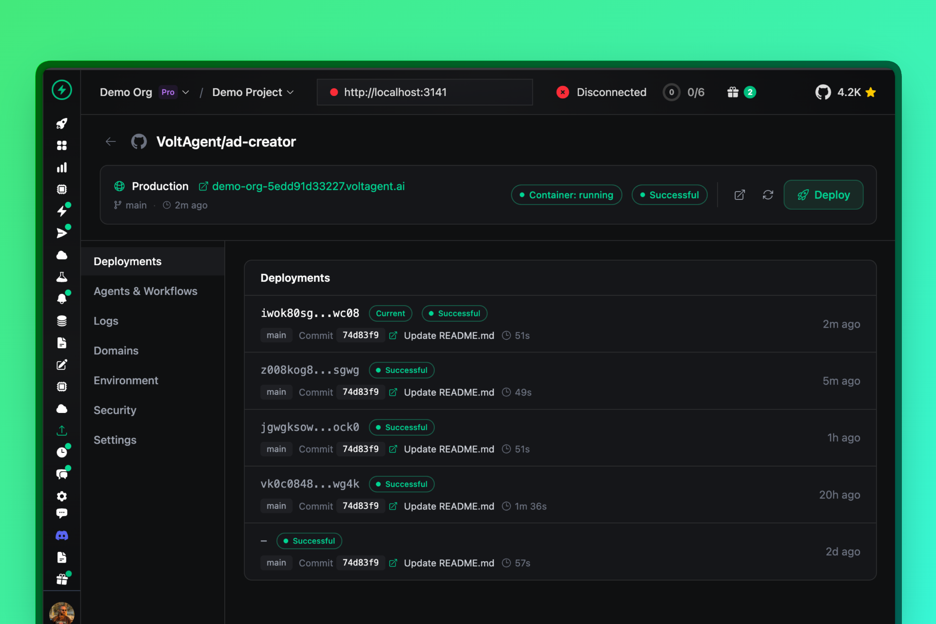 VoltOps Deployment Dashboard